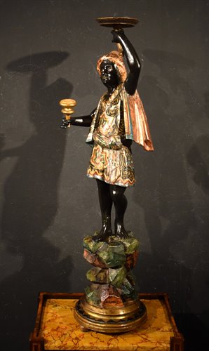 "Venetian Moretto" Polychrome lacquered wooden sculpture